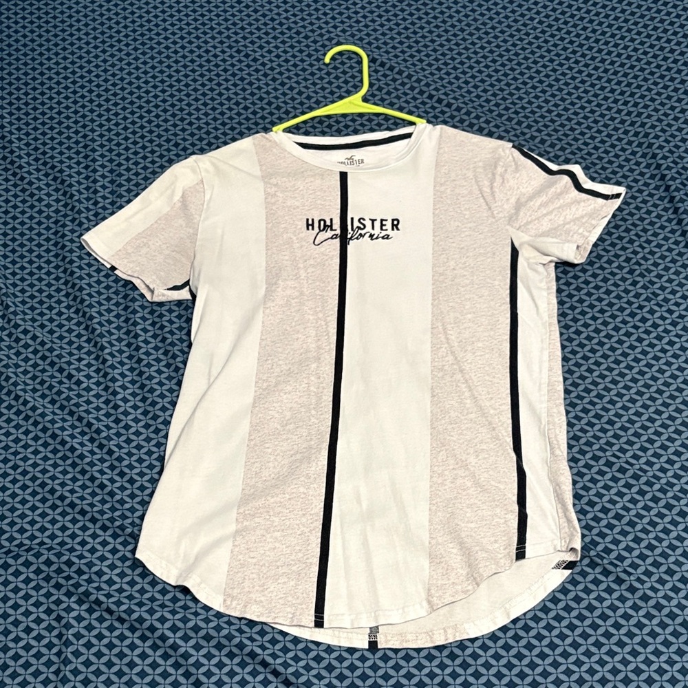 Hollister White and Black Stripe Tee
